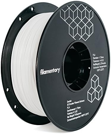 Filamentory 3D PLA-2.2LBS 1.75-WHT PLA 3D Printer Filament, Dimensional Accuracy +/- 0.02 mm, 1 kg Spool, 1.75 mm, White