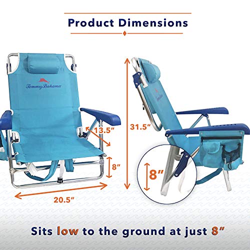 Tommy Bahama Set of 2 Backpack Beach Chairs with Cooler, Storage Pouch