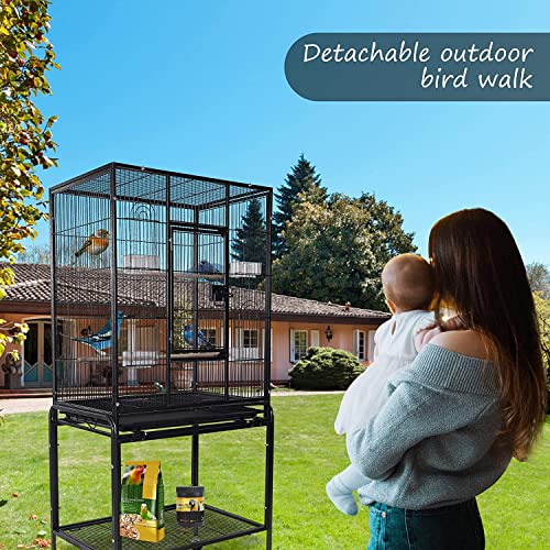 SKADE Large Bird Cage 134cm Wrought Iron Large Bird Flight Cage with Rolling Stand and Bottom Tray for Lovebirds Finches African Grey Parrot Cockatiel Parrotlet Conures