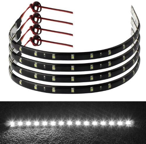 Kindstore 4 x 30cm 12V 15 LED Car Trucks Grill Flexible Waterproof Light Strips 4 Colors(cool-white)