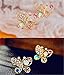 UNKE Women Girls Hollow Out Multicolour Crystal Shiny Rhinestone Butterfly Ear Stud Hook Earrings