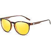 TJUTR Night Vision Driving Glasses for Men & Women, Polarized Anti-Glare Yellow Lenses, Al-Mg Frame for Nighttime Safety