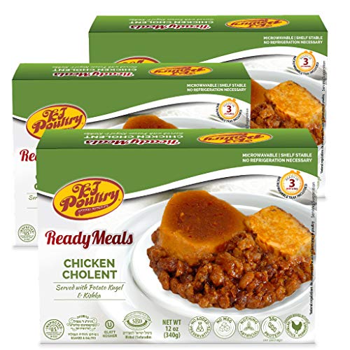 Kosher MRE Meat Meals Ready to Eat, Chicken Cholent & Kugel (3 Pack