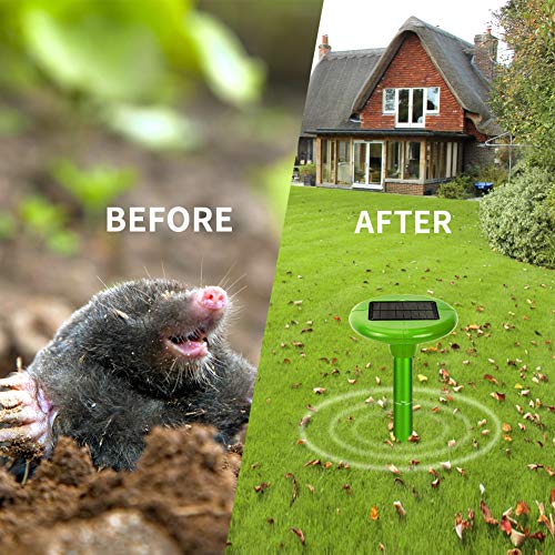 Vensmiles Solar Powered Mole Repeller Repel Gophers Voles Rats Without