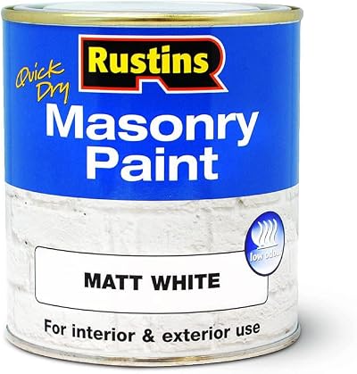 Rustins Masonry Paint Matt White 250ml – Weather Resistant Exterior Finish