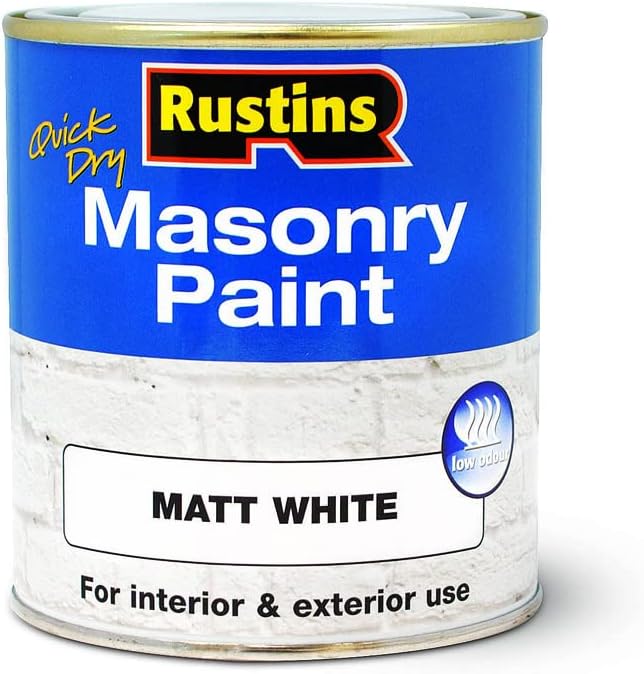 Rustins Masonry Paint Matt White 250ml – Weather Resistant Exterior Finish
