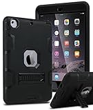 iPad mini Case,iPad mini 2 Case,iPad mini 3 Case,iPad mini Retina Case,BENTOBEN[ Kickstand Feature],Shock-Absorption / High Impact Resistant Hybrid Three Layer Armor Protective Case Cover(Black+Black)
