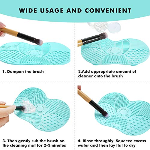 Makeup Brush Sponge Cleaner Set - Instantly Deep Wash Cleanser Shampoo Portable Cosmetic Cleaning Mat Kit Cruely Free Perfect Professional Solution Tools Protect Silicone Scrabber Board Pad, 3.5 OZ