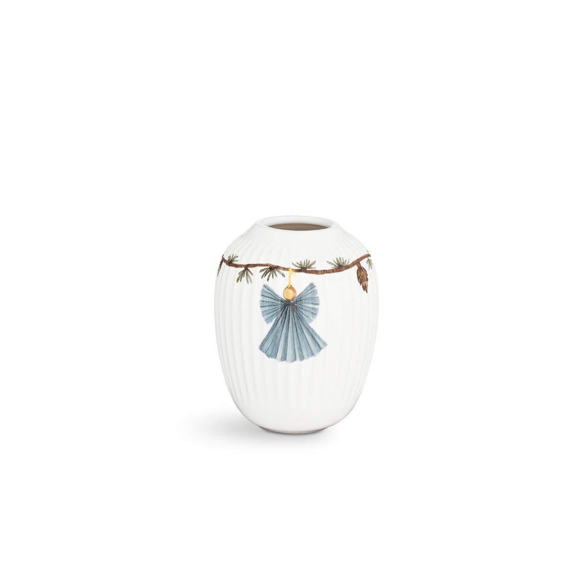 Kähler Hammershøi Christmas Vase Handmade with Watercolour Painting White Height 10.5 cm
