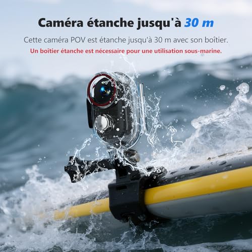 Vlogging Camera 4K 30FPS, 64GB Action Camera, POV Portable Hands-Free, Waterproof 30m Sports Camera, 150°Mini Cam Sports Body Pedestrian for Bike, Skiing, Diving, 270 Min Runtime