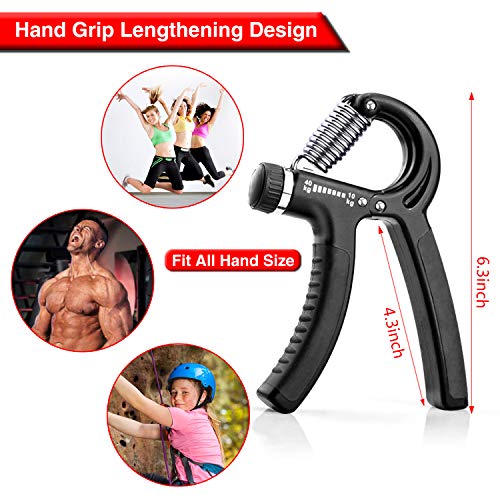 KOOLIFE Hand Grip Strengthener, Hand Workout strengthening Equipment,Grip Exercise Trainer, Hand Gripper Strengthen Exerciser with Adjustable Resistance Range 22 to 88 Lbs - Black