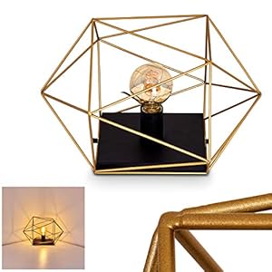 Babol bureaulamp metaal goud zwart modern tafellamp geometrische patronen wandlamp voor 1 x E27 max. 60 watt, geschikt…