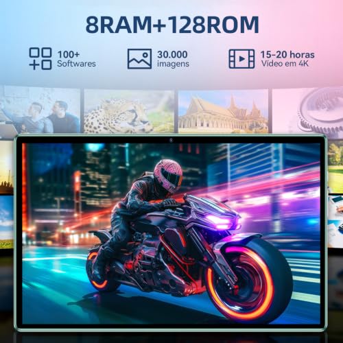 Xixaomiro Tablet Android 15 Pad 10.1", Câmera 13MP + 5MP, Bateria 8000mAh – Kit Completo com Caneta, Mouse, Teclado e Capa, Adequado para Estudo, Trabalho e Lazer (Verde)