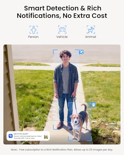 REOLINK Video Doorbell WiFi Camera - Wired 2K Outdoor, 5G&2.4G WiFi, 4:3 Wide View Angle, Smart Detection, Local Storage, No Subscription Front Door Home Security, Customized Reolink Chime