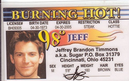 Jeff Timmons Novelty Drivers License / Fake I.d. Identification for 98 Degrees Fans
