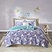 Urban Habitat Kids Reversible Cotton Quilt Set - Vibrant Fun, Playful Print, All Season Children Bedding Coverlet Bedspread, Decorative Pillow, Bedroom Décor, Full/Queen, Unicorn Purple 5 Piece