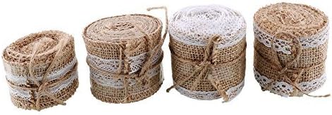 4x 2M Natural Jute Hessian Burlap Lace Tape Ribbon Trims Vintage Craft Decor Belting Strap Floristry