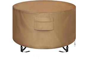 NEXCOVER Round Fire Pit Cover, Waterproof 600D Heavy Duty Cover Fits Round Outdoor Fire Pit or Table ( Round - 48"D x 22"H). Fade & Weather Resistant.