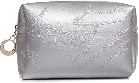 Makeup Cosmetic Bag Case, Large Travel Organizer Toiletry Pouch Bags Purse for Brush (Silver)