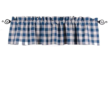Home Collections by Raghu 72x15.5 Buffalo Check Colonial Blue-Buttermilk Valance