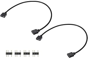 MECCANIXITY 2 Pcs ARGB Extension Cable, 5V 12" 3 Pin 1 to 1 Female to Female ARGB Adapter Cable with 3 Pin Male Connectors fo