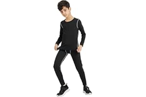 YUSHOW Boys Compression Sets Base Layer Long Sleeve Compression Shirts and Pant Moisture Wicking Quick Dry Athletic Sports