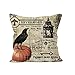 PSDWETS Halloween Decorations Bird,Skull and Pumpkin Pillow Covers Set of 3 Home Decor Cotton Linen Throw Pillow Covers Cushion Cover 18 X 18