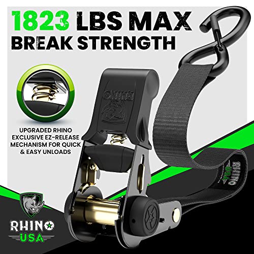 Rhino USA Ratchet Tie Down Straps (4PK) 1,823lb Guaranteed Max Break