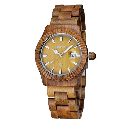 Wooden Watch for Men Women Natural Handmade Retro Quartz Wood Wristwatch Mens Womens Best Gifts (burlywood)