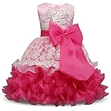 NNJXD Girl Ruffles Vintage Embroidered Sequins Flower Wedding Dress Size 4-5 Years Rose