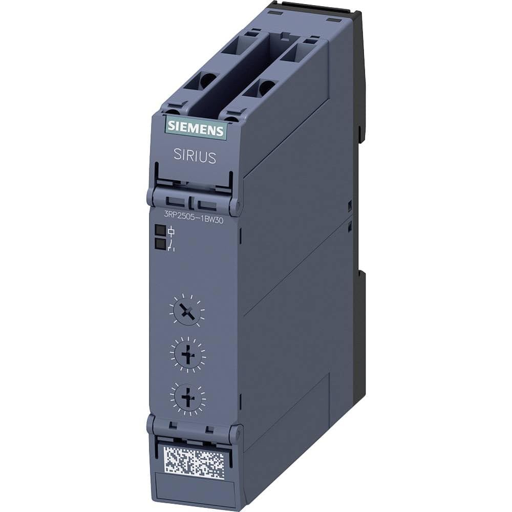 Siemens 3RP2505-1BW30 Time Relay, Multi-Function, 2 CO Contacts, 27 Functions, 7 Time Setting Range(1, 3, 10, 30, 100) (S, Min, Hr), AC/DC 12... 240V, At AC 50/60Hz, LED, Screw Terminal, White