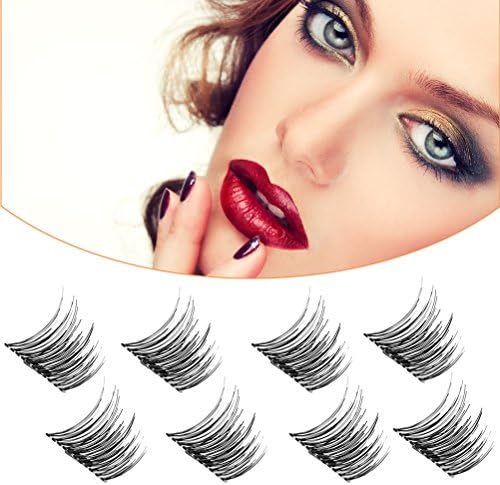 Magnetic False Eyelashes [ No Glue Needed ], Ultra-thin 0.2mm Fake Magnet Eyelashes for Natural Look, Perfect Gift for one your love ( 2 Pair 8 Pieces )