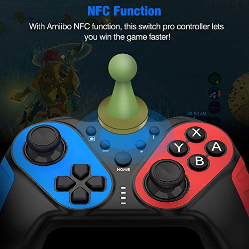 BEBONCOOL Wireless Controller with Amibo Function for Nintendo Switch/Pro/Lite, NFC Remote with Turbo/Motion Control/Dual Shock for Nintendo Switch Pro Controller