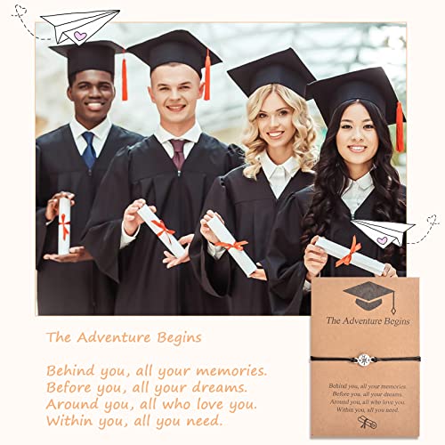 YELUWA 10/20 Pcs Graduation Gift For Him/Her, 2025 College Master Doctor Collège Graduation Bracelet Adjustable Adventure Begins Compass Bracelet For Colleagues Class Friend Son Daughter Girl