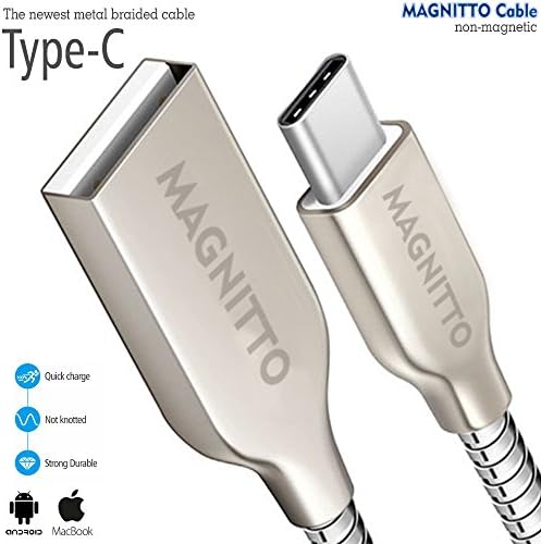 USB Type C Cable, MAGNITTO 3.3FT USB C Cable Metal Braided Fast Charger Data Cord for Samsung Galaxy S8 Plus Note 8, LG G5 G6 V20 v30 Nexus 6P 5X Moto Z, Strong &amp; Premium Type C to USB Charging Cable