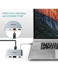 rdii USB C Hub adaptador, Multipuerto convertidor tipo C 6 en 1 con 2 USB 3.0 HDMI VGA Ethernet RJ45 (109.4 yard) USB-C PD para MacBook Chromebook y otros Type-C puertos ordenadores portátiles, teléfonos inteligentes, TV etc dispositivos