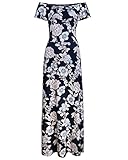 Kilig Women Off Shoulder Ruffled Floral Party Long Maxi Casual Dress With Pockets