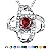 Casfine Red Cubic Zirconia Necklace - January Birthstone Jewelry Necklace White Gold Birthstone Necklace for Women