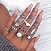 Zealmer Gudukt 12PCS Bohemian Retro Vintage Crystal Joint Knuckle Ring Sets Finger Rings