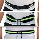 Running Belt Waist Pack Fanny Pack - Sleek Symmetrical Design, 2 Large Expandable Pockets, Reflective Material & 100% Water Resistant. Best for all iPhone, Samsung and Android Smartphones. (Green)