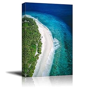Canvas Wall Art - Clear Sea and Clean Beach - Giclee Print Gallery Wrap Modern Home Art Ready to Hang - 12x18 inches