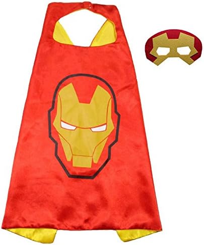 FASHION ALICE Superhero Superman CAPE &amp; MASK SET Adult, Mens, Womens Halloween Costume Cloak Kids Girl And Boy Cape and Mask Costume for Child Pretend Play, Dress Up,Parties (Iron Man)