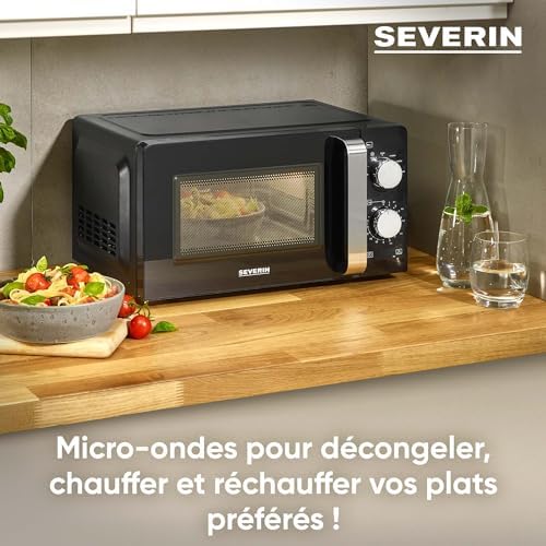 Four à micro-ondes 17 L, Four micro-onde 700 W pour décongeler, chauffer et réchauffer, Micro-onde avec 6 niveaux de puissance, Minuteur 30 min, Plateau tournant (Ø 24,5 cm), Noir, MW 7886