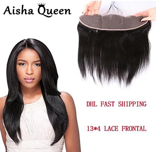 Aisha Queen 13x4" Straight Virgin Human Hair Brazilian Full Lace Frontal Closure Ear to Ear with Baby Hair 20" Free Part
