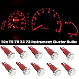Partsam 10x T5 17 37 73 74 79 Wedge Instrument Panel Dashboard LED Light Bulb Lamp Red For 2004 2006 2007 2008 2009 2010 2011 Chevrolet Colorado