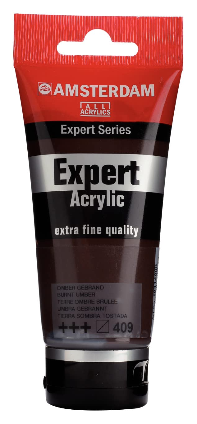 Amsterdam Expert Series Acrylic Tube 75 ml - Burnt Umber 409 - Professional Grade Acrylic Paint - High Pigment - Satin Finish - Semi-Transparent - Lightfast - Odorless - Made in Netherlands