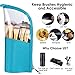 Clear Make-up Brush Cup Holder Organizer Bag with Slot, Travel Pencil Pen Case for Desk, Plastic Cosmetic Zipper Pouch, Portable Stand-Up Waterproof Dust-Free Small Toiletry Stationery Bag, Blue-Green