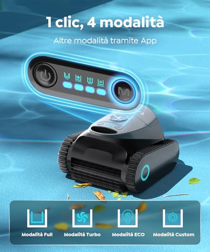 TALOSBO C1 Robot Pool Walls and Bottoms, Double Filter, Autonomy 170-180 min, 3 Motors, Powerful Suction, App Control, Pool Vacuum Up to 150 m²