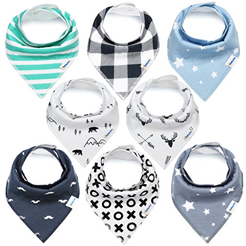 UPC 647679427846, KiddyStar Bandana Baby Bib Set, 8-Pack Drool Bibs for Boys and Girls, Baby Shower Gift for Newborns, 100% Organic Cotton, Soft and Absorbent, Stylish and Unisex, For Drooling and Teething