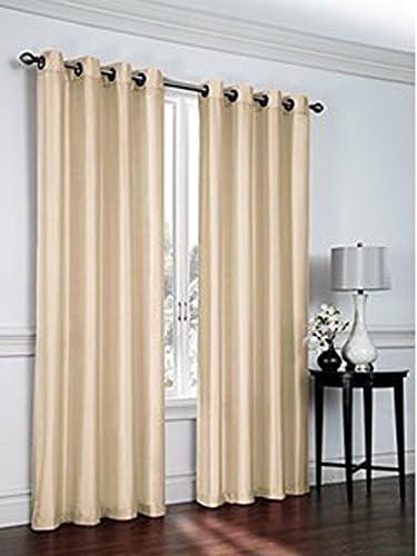 Curtain panels set of 2 window curtains (38x84) (taupe) faux silk panel set By United Linens